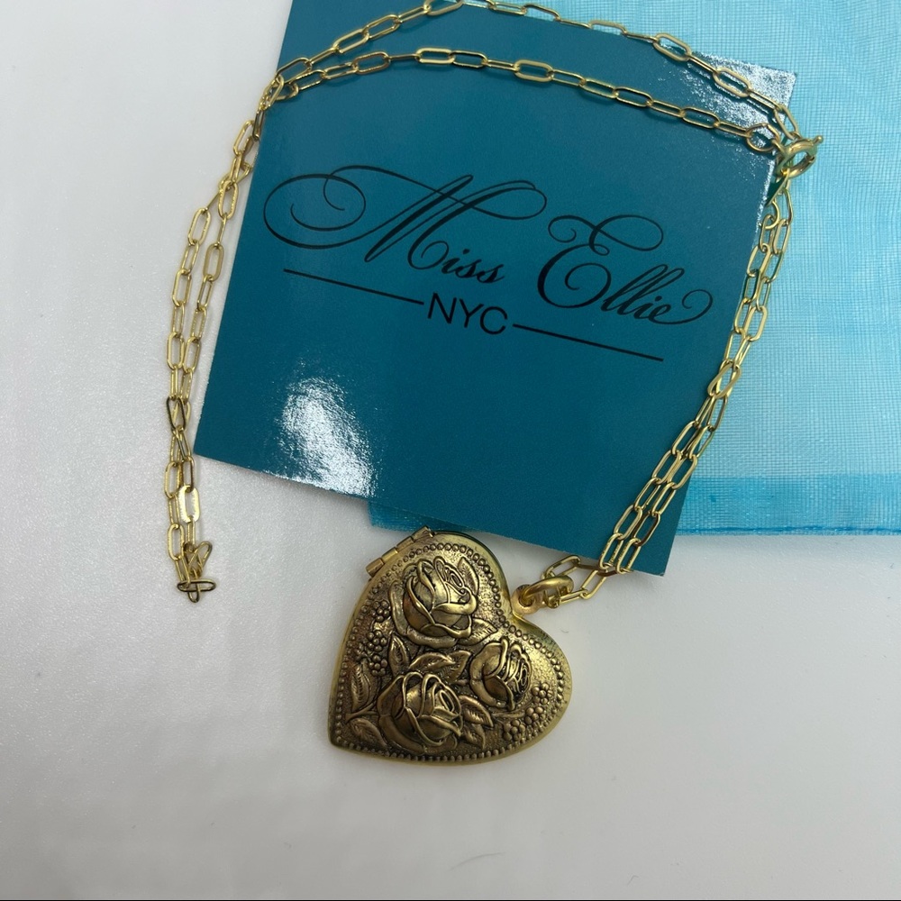 Heart Locket Necklace | Gold Plated with rose detail